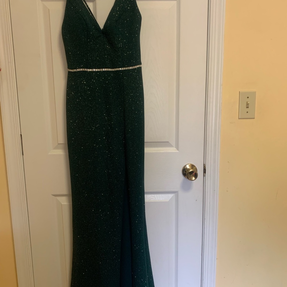 City Triangles Sparkling Green Halter Dress